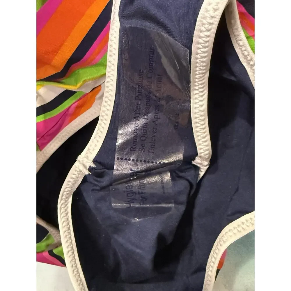 NWT Trina Turk Splash Striped One Piece Halter Plunge Swimsuit Bikini Sz 8